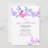 Pink Butterflyかわいらし私は新しいアドレスを移動している 案内状 (正面)