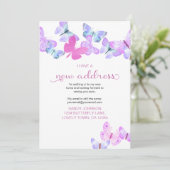 Pink Butterflyかわいらし私は新しいアドレスを移動している 案内状 (スタンド正面)