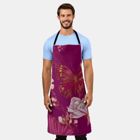 Pink Butterfly Apron エプロン (着用した状態)