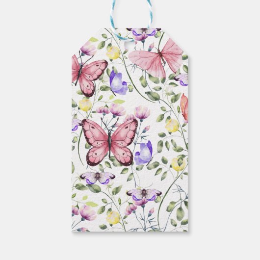 Pink Butterfly Baby Shower ギフトタグ (裏面)