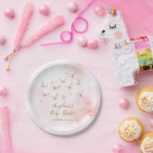 Pink Butterfly Baby Shower Girl ペーパープレート (パーティー)