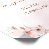 Pink Butterfly Baby Shower Girl Favors Sign ポスター (角)