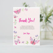 Pink Butterfly Birthday Thank You Card サンキューカード (スタンド正面)