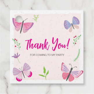 Pink Butterfly Birthday Thank You Tag フェイバータグ