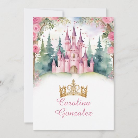 Pink Butterfly Castle Her Royal Five-ness Birthday 招待状 (裏面)