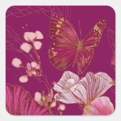 Pink Butterfly collection square sticker スクエアシール (正面)