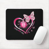 Pink Butterfly Cross Faith Hope Love Breast Cancer マウスパッド (マウス)
