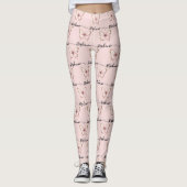 Pink Butterfly Custom Name Leggings レギンス (正面)
