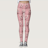 Pink Butterfly Custom Name Leggings レギンス (正面)