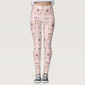 Pink Butterfly Custom Name Leggings レギンス (正面)