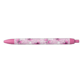 Pink Butterfly Cute Kawaii Personalized Pen 黒ボールペン