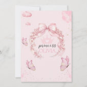 Pink Butterfly First Birthday Invite for Baby Girl 招待状 (正面)