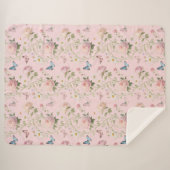 Pink Butterfly Floral Blanket シェルパブランケット (正面(横))