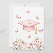 Pink Butterfly Floral Graduation Invitation 招待状 (裏面)