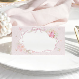 Pink Butterfly Floral Place Card プレイスカード