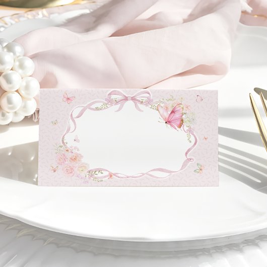 Pink Butterfly Floral Place Card プレイスカード