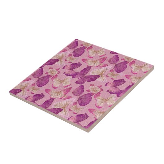 Pink Butterfly Glitter Seamless Pattern タイル (側面)