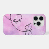 Pink Butterfly Heart Aesthetic Phone Case Design iPhoneケース (裏面横)