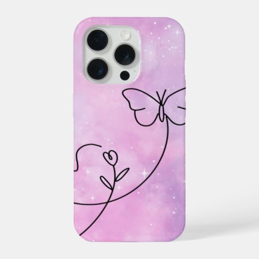 Pink Butterfly Heart Aesthetic Phone Case Design iPhoneケース (裏面)
