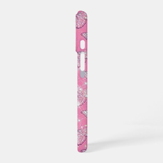 Pink Butterfly iPhone 16ケース (左側面)