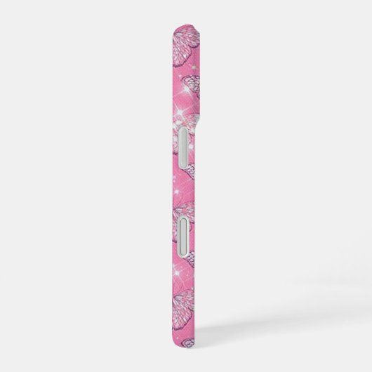 Pink Butterfly iPhone 16ケース (右側面)