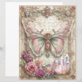 Pink Butterfly Junk Journal Scrapbook Paper (正面/裏面)
