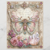 Pink Butterfly Junk Journal Scrapbook Paper (正面)