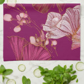 Pink Butterfly Kitchen Towel キッチンタオル (折り畳み)