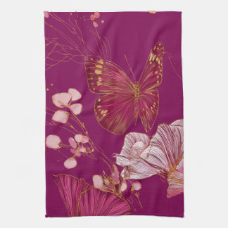 Pink Butterfly Kitchen Towel キッチンタオル