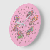 Pink Butterfly Lady ラージ壁時計 (傾斜)