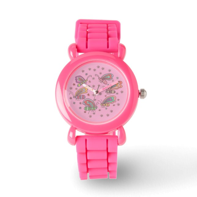 Pink Butterfly Lady Watch 腕時計 (正面)