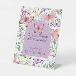 Pink Butterfly Lavender Arch Custom Words 台座サイン
