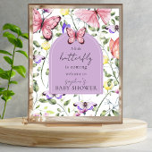 Pink Butterfly Lavender Arch Welcome Baby Shower ポスター