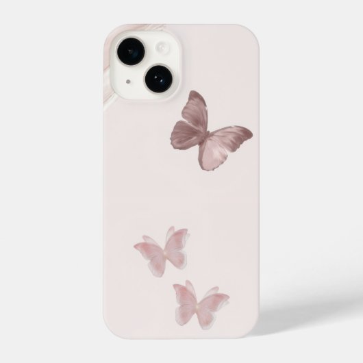 Pink Butterfly Minimalist Phone Case iPhoneケース (裏面)