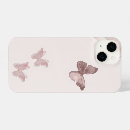 Pink Butterfly Minimalist Phone Case iPhoneケース (裏面横)
