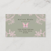 pink butterfly on sage green background 名刺 (裏面)