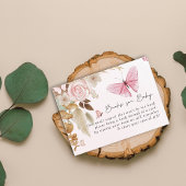 Pink Butterfly Pampas Grass Bohemian Baby Shower   エンクロージャーカード