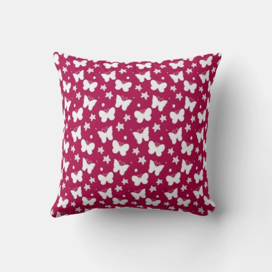 Pink Butterfly Pattern Throw Pillow クッション (裏面)