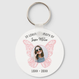 Pink Butterfly Photo Memorial Keychain キーホルダー