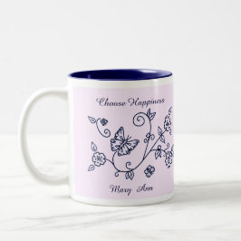 Pink Butterfly Reminder Mug ツートーンマグカップ