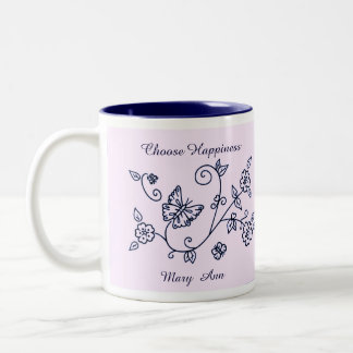 Pink Butterfly Reminder Mug ツートーンマグカップ