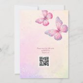 Pink Butterfly RSVP Baby Shower QR Code 招待状 (裏面)