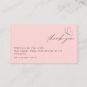 Pink Butterfly Thank You Card Small Business 名刺 (裏面)