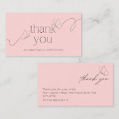 Pink Butterfly Thank You Card Small Business 名刺 (正面/裏面)
