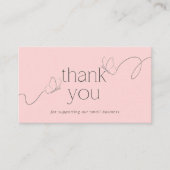 Pink Butterfly Thank You Card Small Business 名刺 (正面)