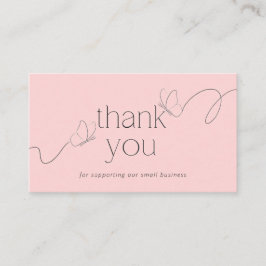 Pink Butterfly Thank You Card Small Business 名刺