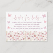 Pink Butterfly Wildflowers Baby Book Request エンクロージャーカード (正面)