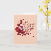 Pink Butterfly with Heart Leaves カード (黄色い花)