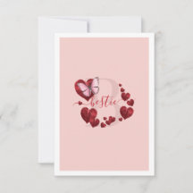 Pink Butterfly with Heart Leaves Bestie