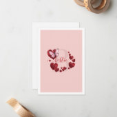 Pink Butterfly with Heart Leaves Bestie ノートカード (正面/裏面インサイチュ)